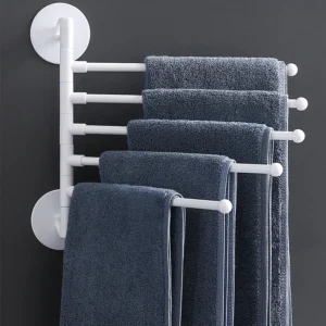 Suction Cup 4 Bar Rotating Bathroom Towel Rack