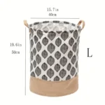 Two-Tone Foldable Laundry Basket – Leaves Pattern