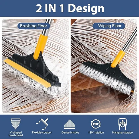 (Mega Sale) 2 in 1 Cleaning Brush Floor Scrub Broom Wiper Scraper - Image 4