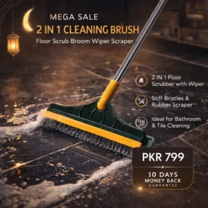 (Mega Sale) 2 in 1 Cleaning Brush Floor Scrub Broom Wiper Scraper