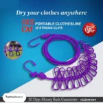 Portable Clothesline 185CM with 12pcs Clips for Home Backyard Hotel Balcony Clothes Drying Line, Outdoor Indoor Use