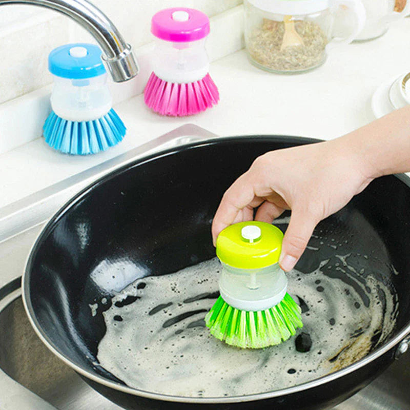 2 Pcs Kitchen Dishwasher Brush With Liquid Soap Dispenser - Image 6