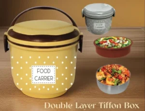 Double Layer Tiffin Lunch Box with Steel Container