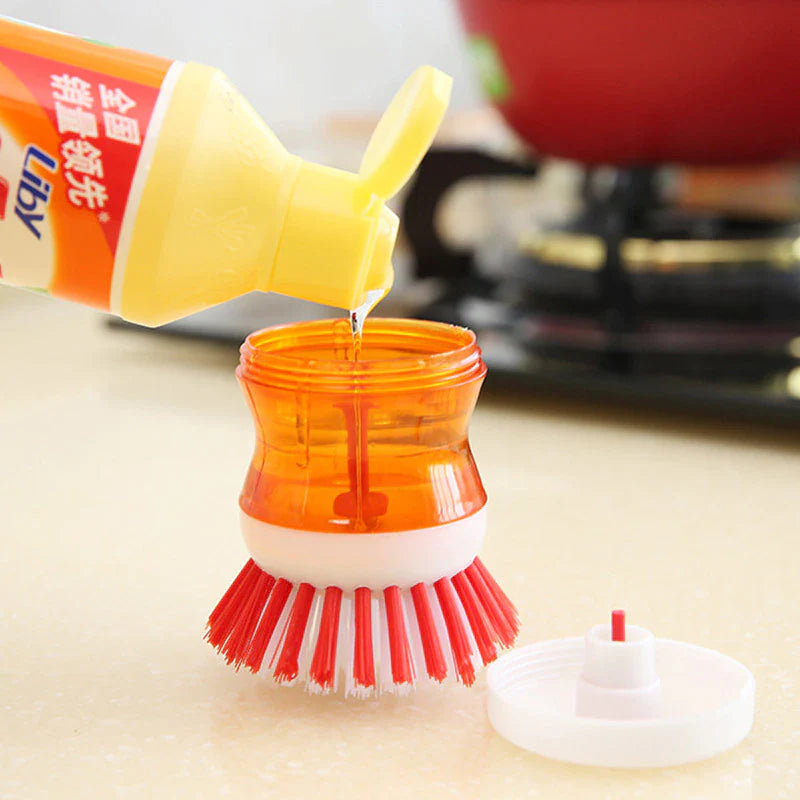2 Pcs Kitchen Dishwasher Brush With Liquid Soap Dispenser - Image 7