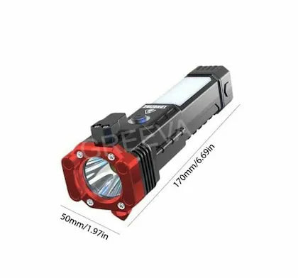 Rechargeable Long Distance Beam Range Car Rescue Torch with Hammer Window Glass and Seat Belt Cutter Built in Mobile USB Fast Charger Power Bank - Image 10