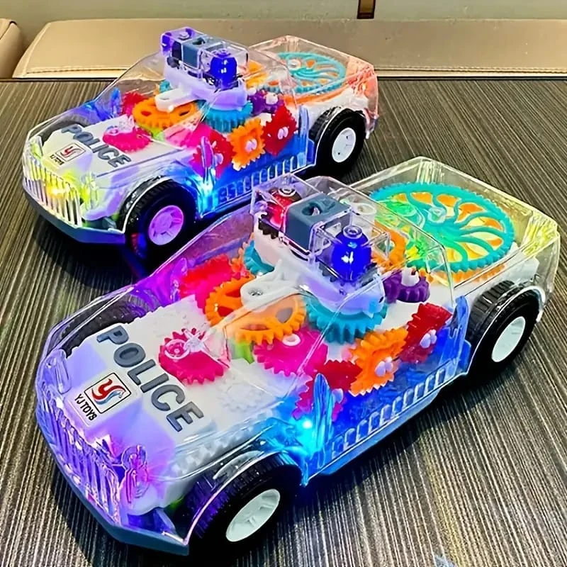 Transparent Gear Police Pickup Truck Toy with Lights - Image 3