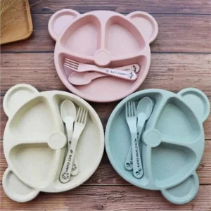 Panda Kids Plates Set with Spoons & Forks (Pack of 5)