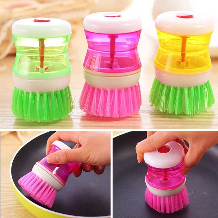 2 Pcs Kitchen Dishwasher Brush With Liquid Soap Dispenser - Image 2