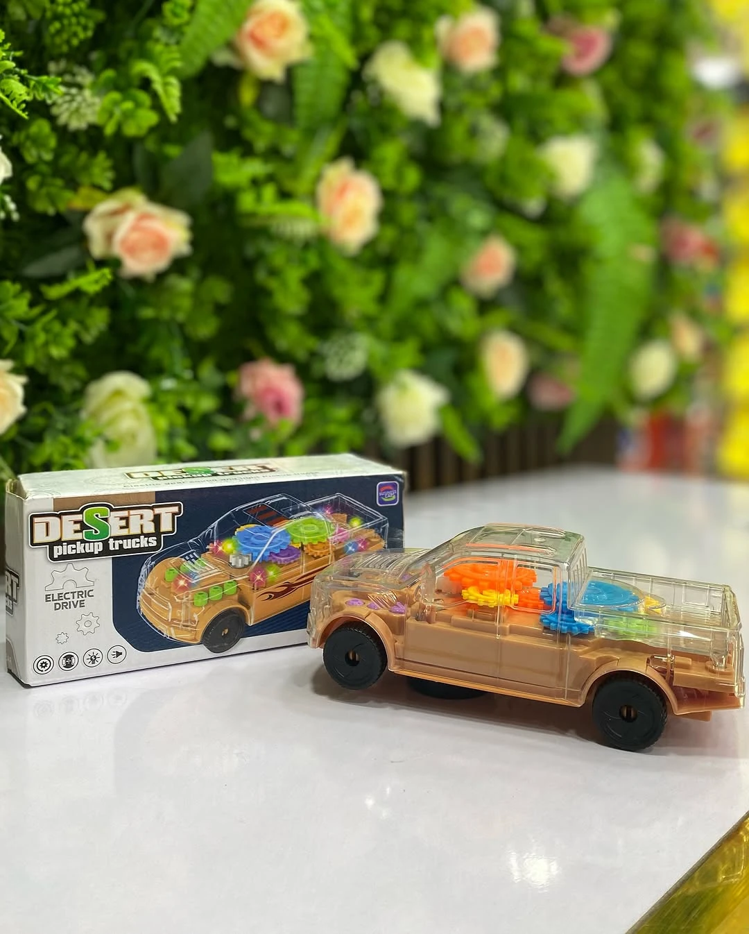 Transparent Gear Police Pickup Truck Toy with Lights
