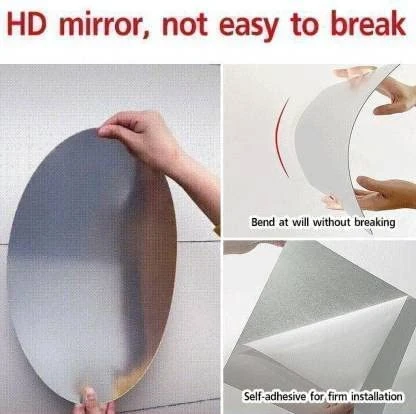 Azaadi Sale Offer 3 Pcs FlexibleSelf Adhesive Oval Shape Mirror Sticker (3 Pcs) - Image 4