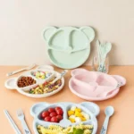 Panda Kids Plates Set with Spoons & Forks (Pack of 5)