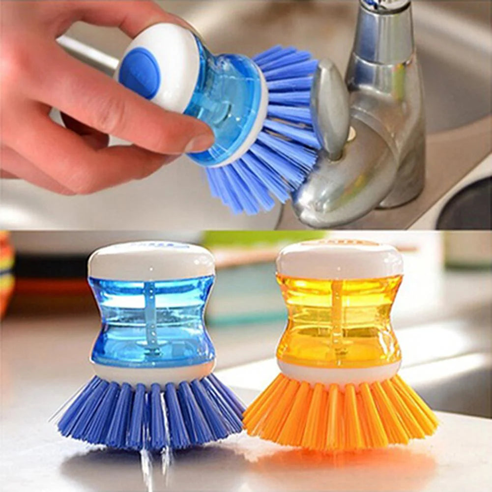 2 Pcs Kitchen Dishwasher Brush With Liquid Soap Dispenser - Image 5