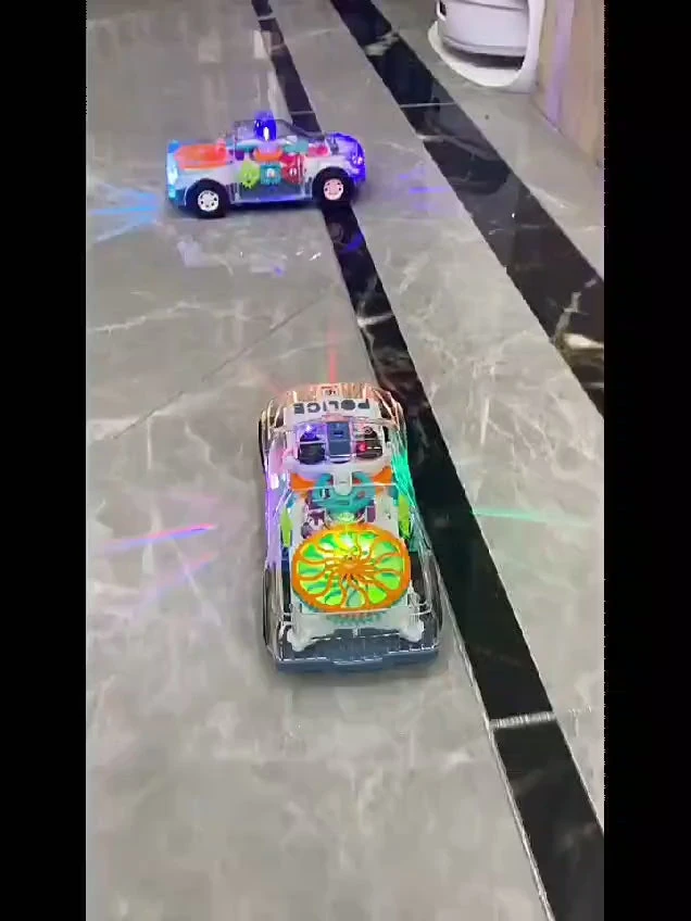 Transparent Gear Police Pickup Truck Toy with Lights - Image 2