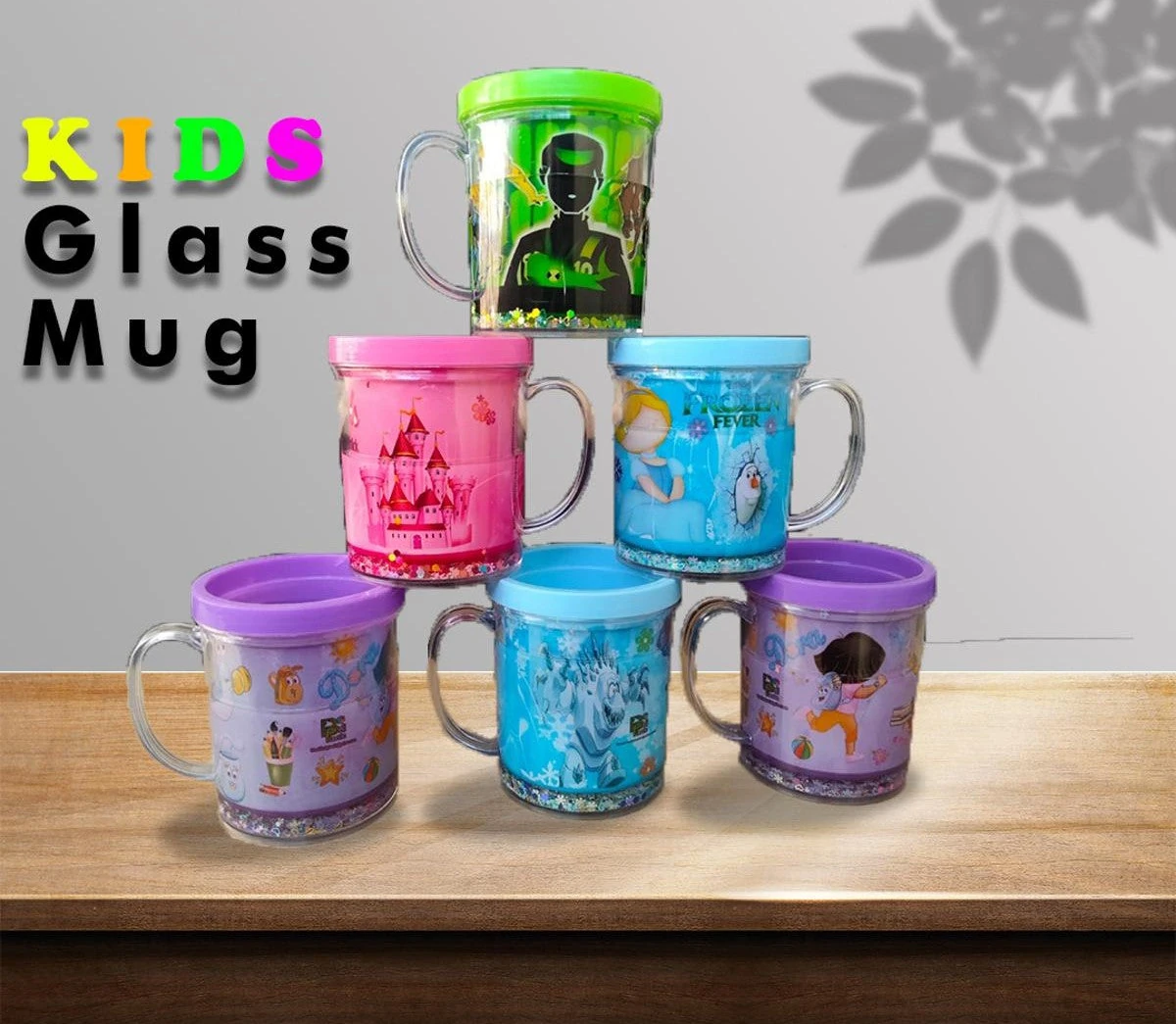 Kids Cartoon Glass Mug (Pack of 2)