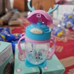 Kids Bear Straw Water Bottle with Strap