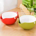 Double Layer Fruit Vegetable Washing Bowl Household Kitchen Sink Rotatable Drainer for Home and Kitchen