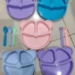 Panda Kids Plates Set with Spoons & Forks (Pack of 5)