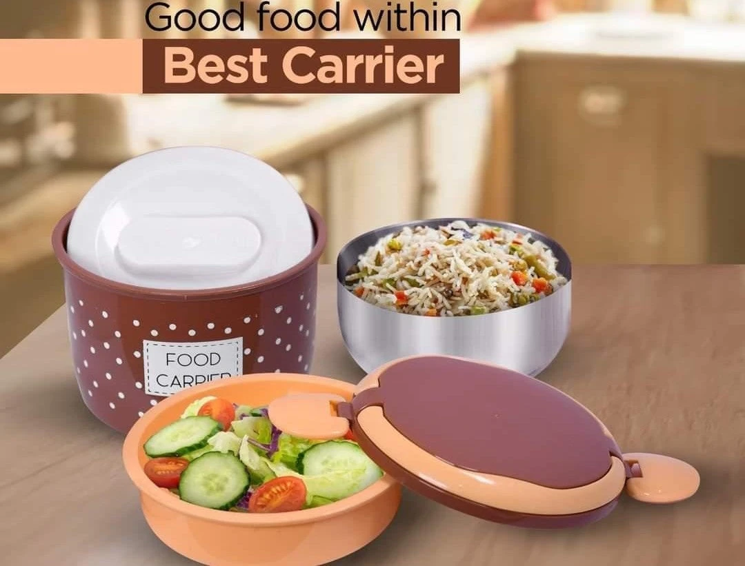 Double Layer Tiffin Lunch Box with Steel Container - Image 3