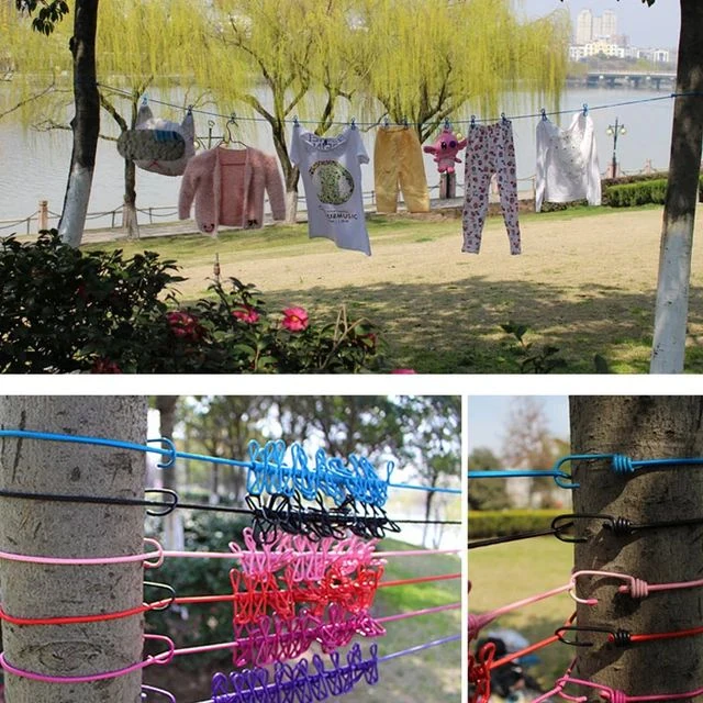 Portable Clothesline 185CM with 12pcs Clips for Home Backyard Hotel Balcony Clothes Drying Line, Outdoor Indoor Use - Image 5