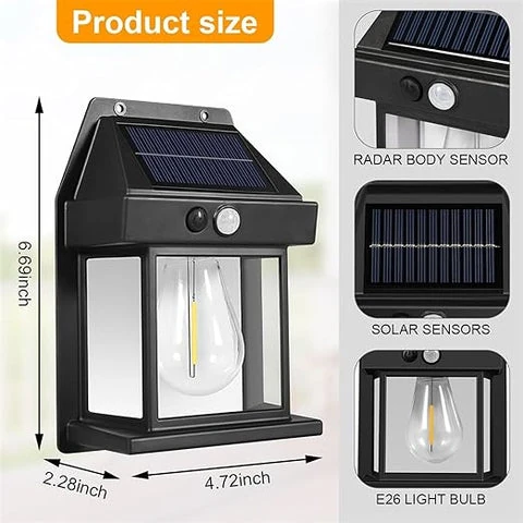 Solar Tungsten Wireless Outdoor Led Wall Light With Human Sensor Bulb Waterproof Garden Landscape Villa Courtyard Decor Night Light - Image 8