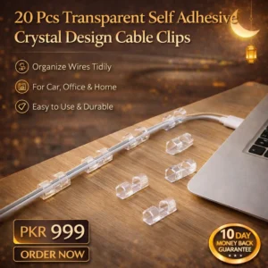 20 Pcs Transparent Self Adhesive Crystal Design Cable Clips for Car Office and Home