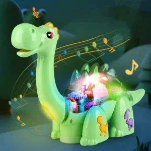 Electric Transparent Gear Dinosaur Toy with Lights