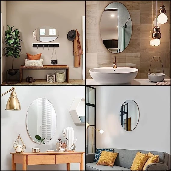 Azaadi Sale Offer 3 Pcs FlexibleSelf Adhesive Oval Shape Mirror Sticker (3 Pcs) - Image 12