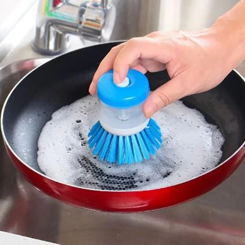 2 Pcs Kitchen Dishwasher Brush With Liquid Soap Dispenser - Image 3