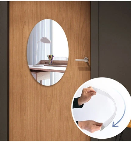 Buy 1 Get 1 Free Offer - Shatterproof, Flexible, Stylish and Self Adhesive Oval Shape Mirror Sticker (2 Pcs) - Image 12