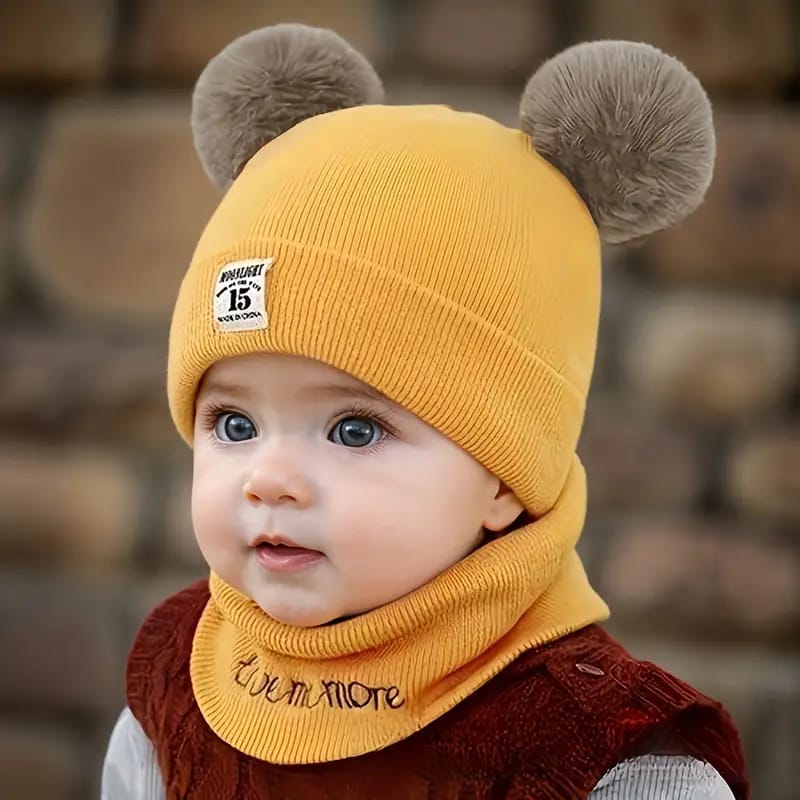 Baby Winter Woolen Cap & Muffler Set - Image 7
