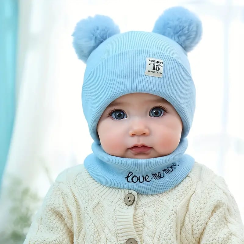 Baby Winter Woolen Cap & Muffler Set - Image 9