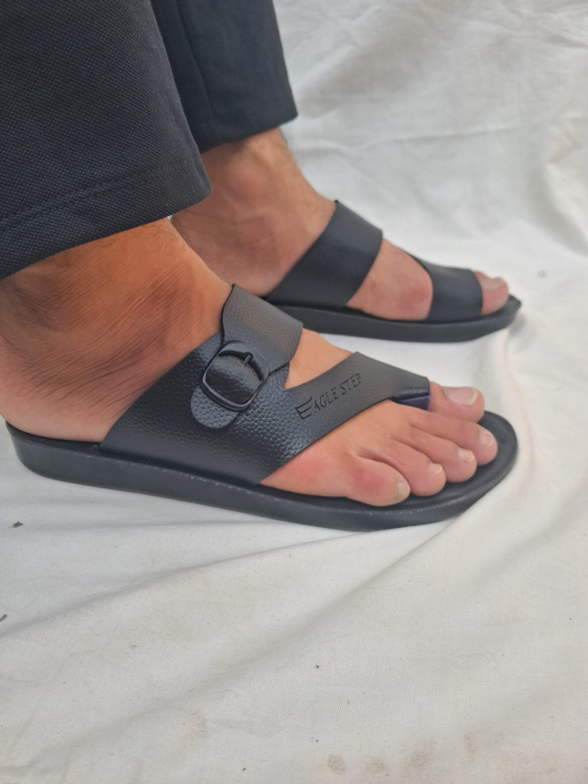 Men's Black Double-Strap Slides