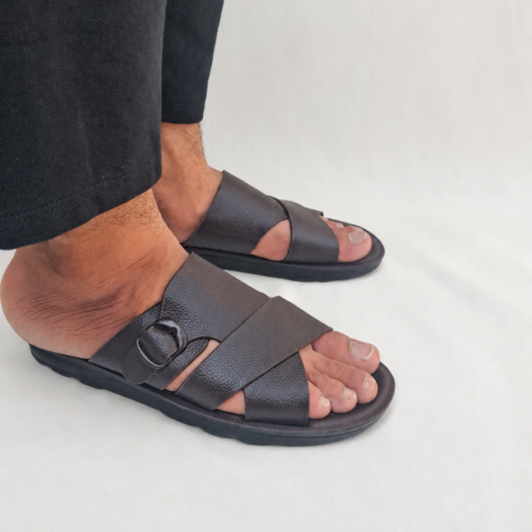 Men's Brown Double-Strap Slides