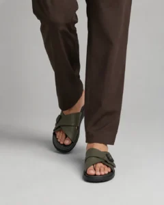 Men's Premium Olive Green Cross Strap Sandals