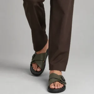 Men's Premium Olive Green Cross Strap Sandals