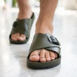 Men’s Premium Olive Green Cross Strap Sandals