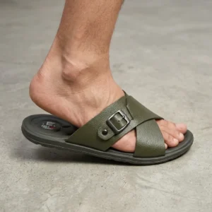 Men's Premium Olive Green Cross Strap Sandals
