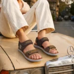 Men’s Premium Brown Double Strap Sports Sandals – Adjustable Velcro