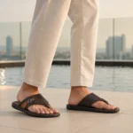 Men’s Dark Brown Toe-Post Chappal with Tan Accent Strap
