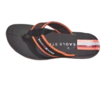 Men’s Brown & Orange Webbing Strap Flip Flops — Soft Cushion Sole