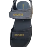 Men’s Black & Grey Double Strap Casual Sports Sandals – Adjustable Velcro