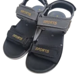 Men’s Black & Grey Double Strap Casual Sports Sandals – Adjustable Velcro