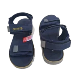 Men’s Navy Blue Double Strap Sports Sandals with Yellow Trim – Adjustable Velcro