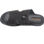 Men’s Brown Slide Slippers with Silver Buckle — Padded Comfort