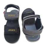 Men’s Black & Grey Double Strap Casual Sports Sandals – Adjustable Velcro