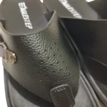 Men’s Black Toe-Post Chappal with Grey Buckle Strap — Breathable Design
