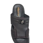 Men’s Brown Slide Slippers with Silver Buckle — Padded Comfort