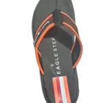 Men’s Brown & Orange Webbing Strap Flip Flops — Soft Cushion Sole