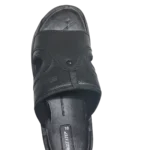Men’s Classic Black Slide Slippers — Textured Leather Look