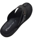 Men’s Black Toe-Post Chappal with Grey Buckle Strap — Breathable Design